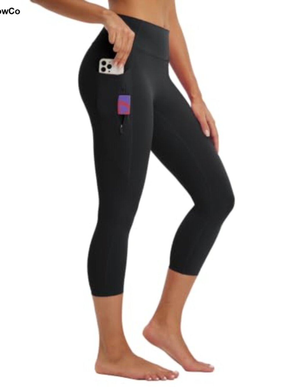 High Waisted Capri Leggings with Pockets, Tummy Control, 21" Inseam, Moisture